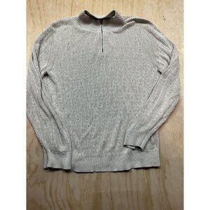 Tommy Bahama 1/4 Zip Cable Net Tan Cotton Sweater XL